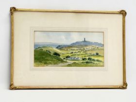 A watercolour drawing by G.W. Morrison. Scrabo Tower, Newtownards, Northern Ireland. In a gilt