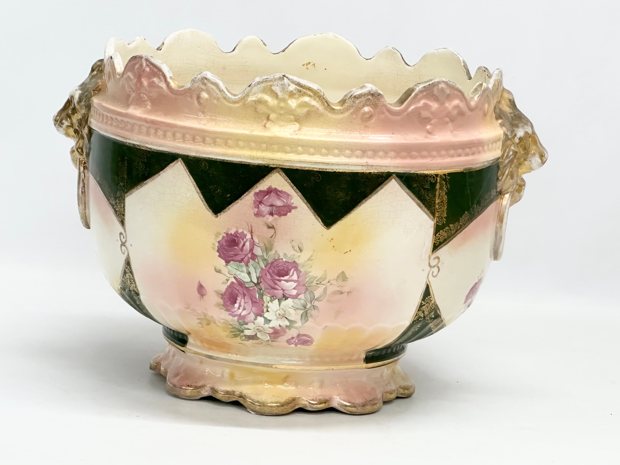 2 late Victorian pottery jardinières. A large English jardiniere on stand 42x95cm. A large late - Image 7 of 10