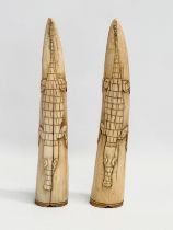 A pair of 19th century tusks. 20cm