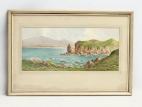A large watercolour by G.W. Morrison. Fanad head Donegal. 55.5x24.5cm. Frame 71x48cm
