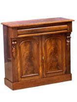 A Victorian mahogany side cabinet with drawer and 2 door cupboard. 103x40x97cm (5)