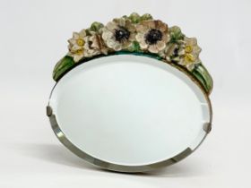 A 1930’s Barbola bevelled tabletop mirror. 18x17.5cm