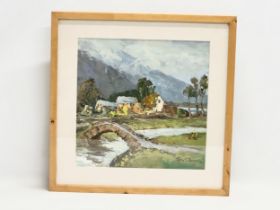 An oil painting on board by John. T. Bannon. In the Lake District. 34.5x34cm. Frame 47.5x47.5cm