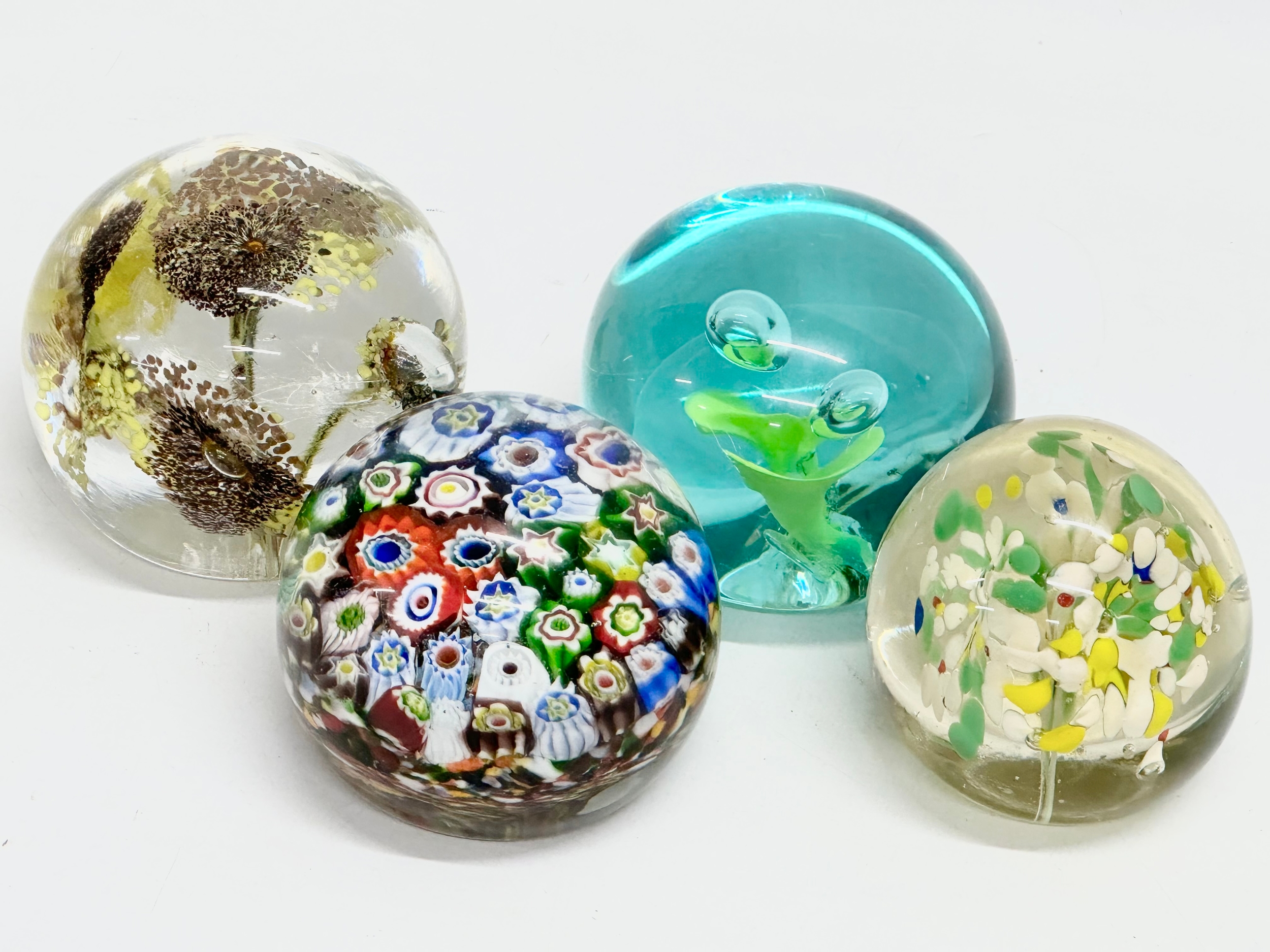 A late 19th/early 20th century glass dump paperweight and 3 others. A vintage millefiori paperweight - Image 12 of 12
