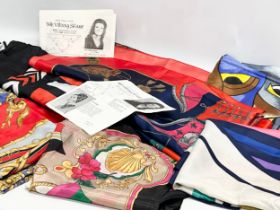 8 vintage silk scarves.