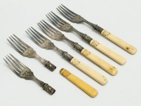 A set of late 19th century Silver mounted knives with bone handles by George Wish. Sheffield, 1892.