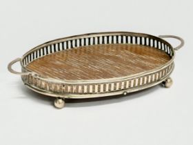 A silver mounted miniature tray. 10x6cm