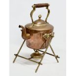 A vintage Victorian style copper and brass spirit kettle. 19x25x32cm