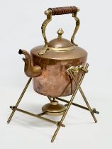 A vintage Victorian style copper and brass spirit kettle. 19x25x32cm