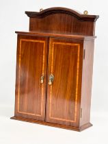 An Edwardian inlaid mahogany wall hanging/tabletop gents mirror back vanity cabinet. 33.5x12x48cm