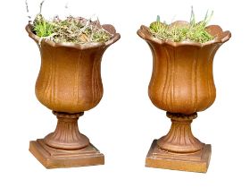 A pair of glazed terracotta garden planters. 30x43cm