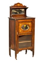 A late Victorian inlaid rosewood mirror back music cabinet. Circa 1800. 56x37x132cm