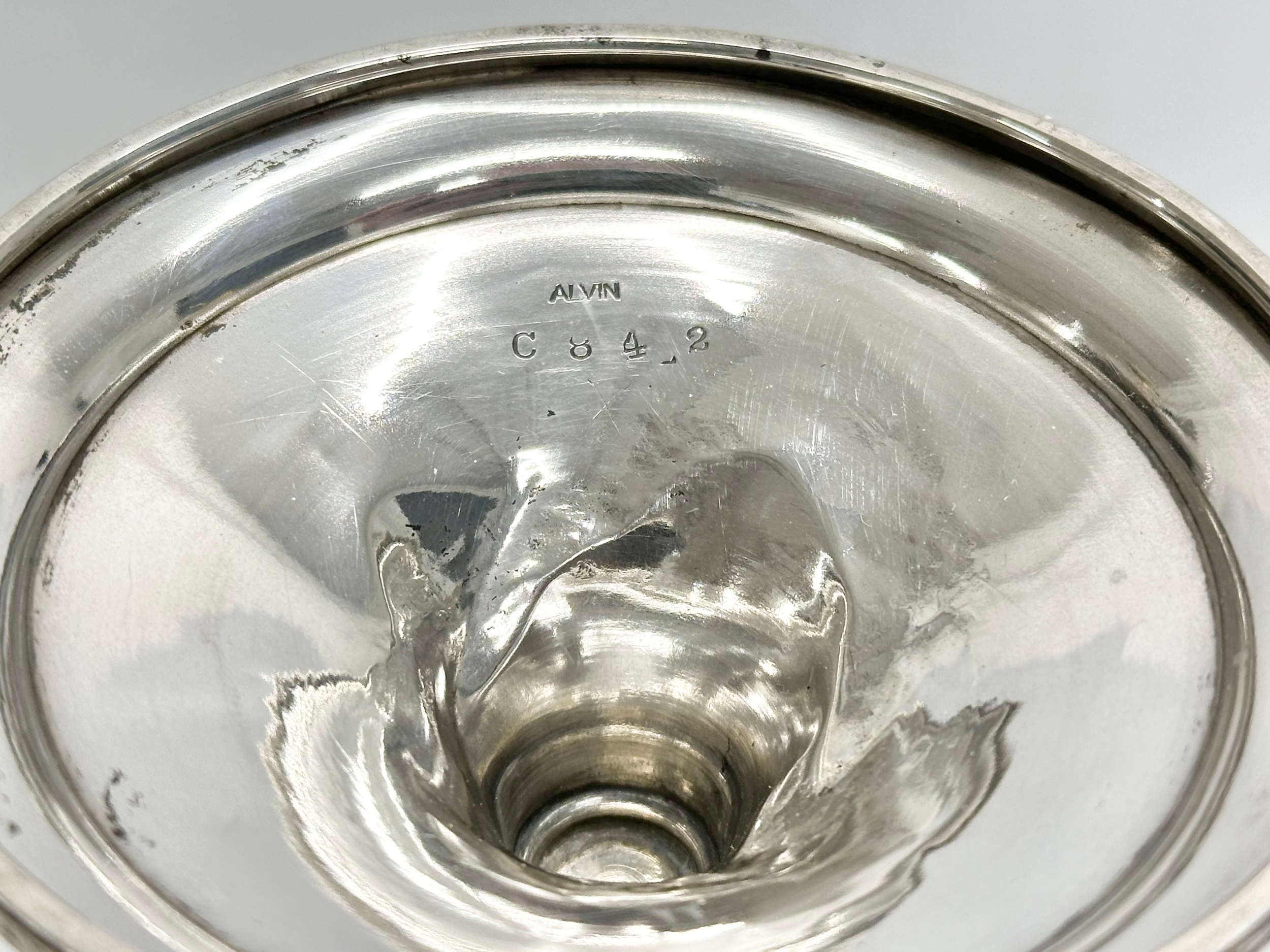 A late 19th/early 20th century sterling silver tazza by Alvin. 15.5x16cm. 128.81 grams. - Image 5 of 6
