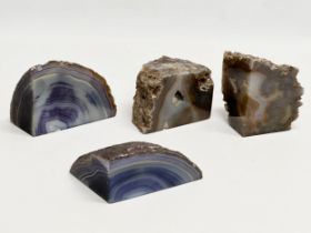 2 pairs of Agate Druzy Bookends. 9x5x11cm