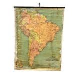 A large vintage G.W. Bacon & Co map of South America. Bacon’s Excelsior. 129x164cm