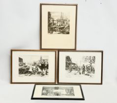 4 original etchings reproduced in Talio-Crome by Lionel Barrymore. 34x43cm
