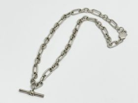 A large 925 silver T-Bar necklace. 48.16 grams. 23.5cm closed. 46.5cm open