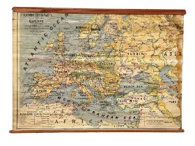 A vintage The Educational Company’s school room map of Europe. Edited by E. Girdard. 121x86cm