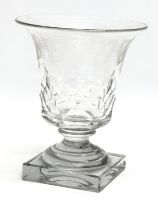 A late 19th century etched glass campana vase. 11.5x13.5cm