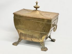 A late 19th century brass coal bucket. 42x34x45cm