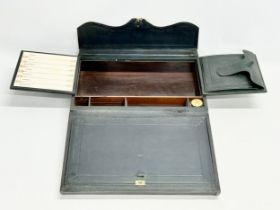 A late 19th century Bramahs leather writing slope case. 39x29x9cm closed. 61cm open.