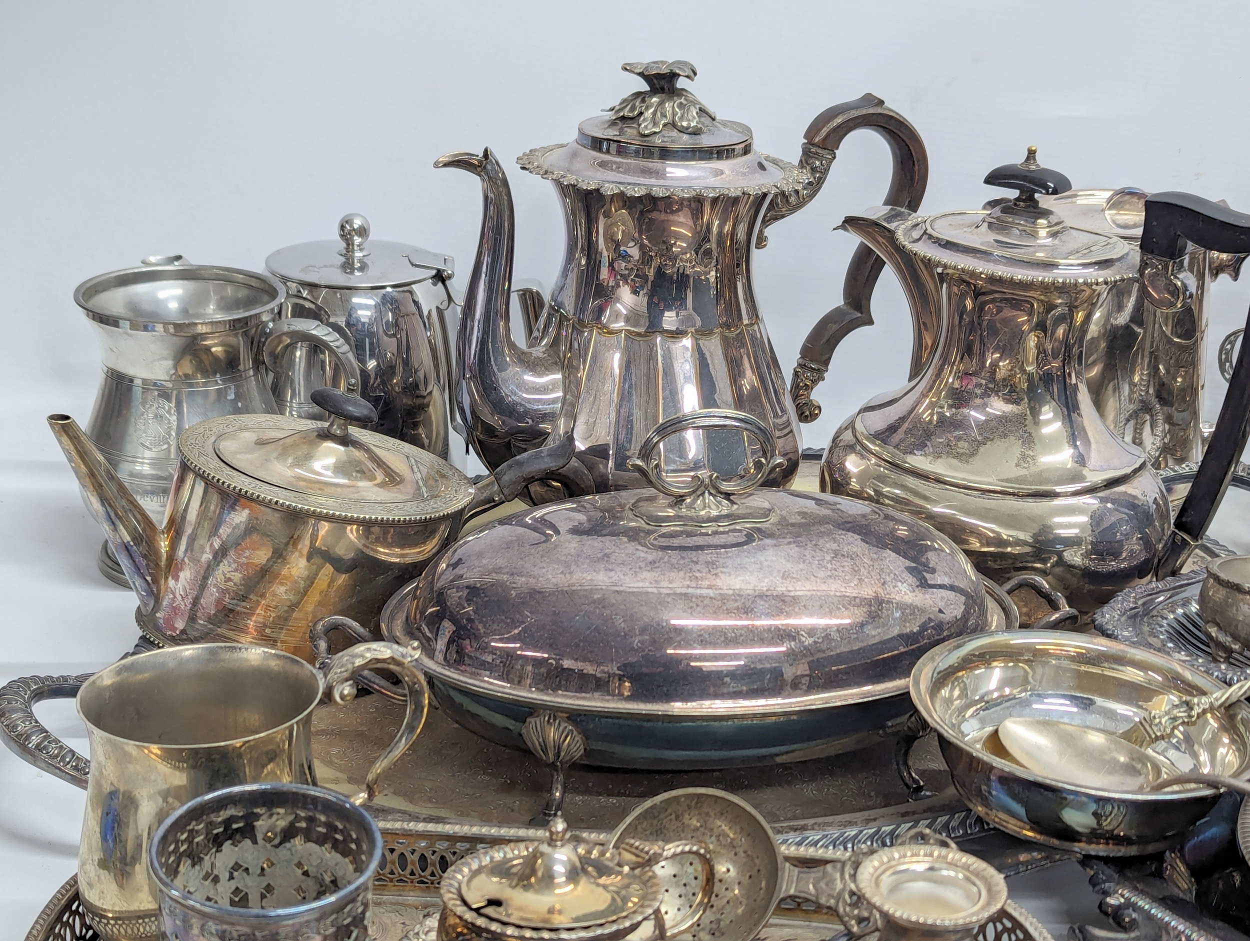 A quantity of silver plate and E.P.N.S., including trays, tea and coffee pots, etc. - Image 2 of 5