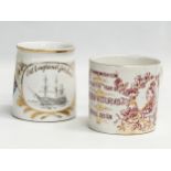 2 late 19th century English mugs. An 1897 Queen Victoria 60th Royal Reign. Old England Forever.