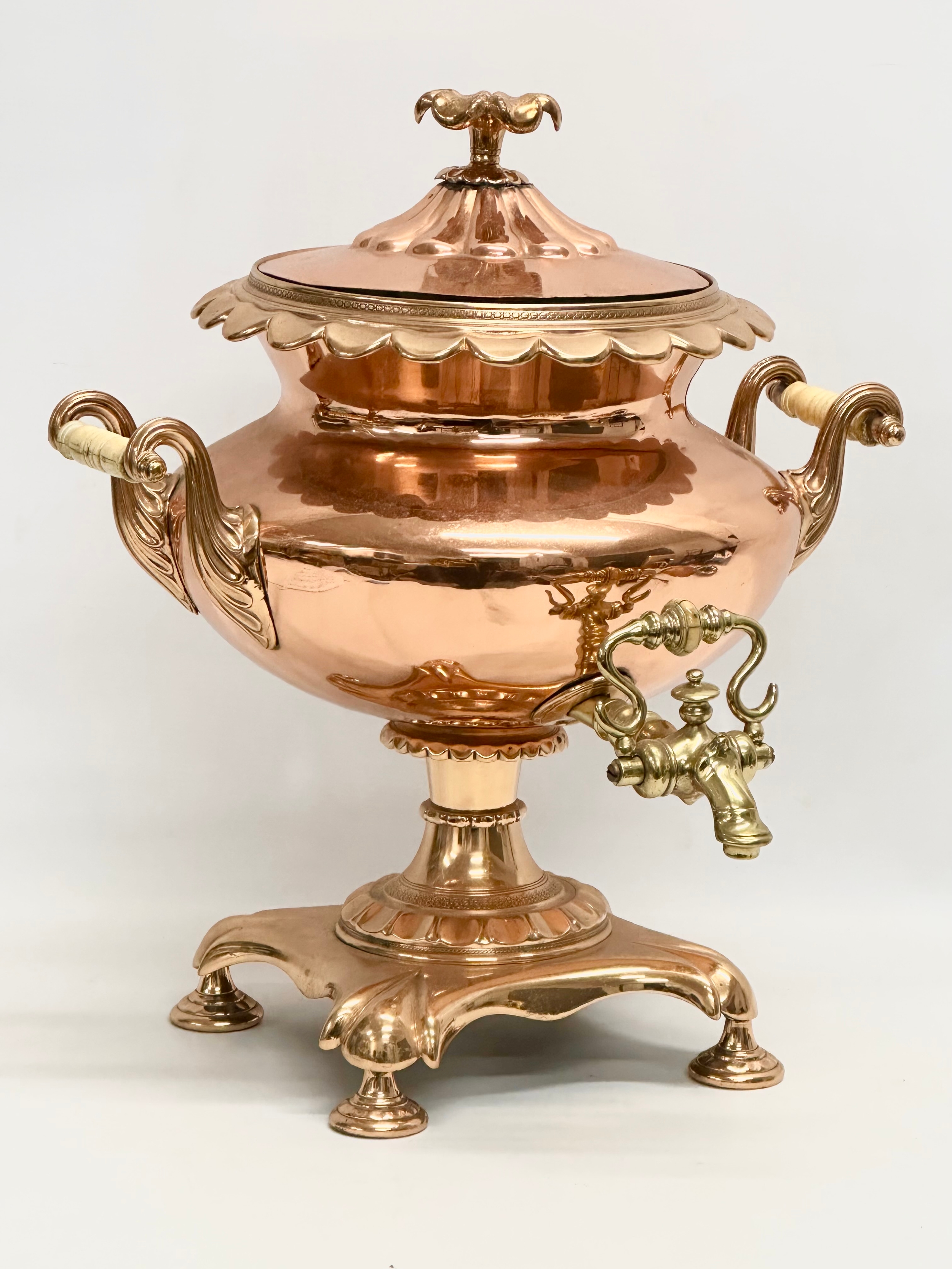 A Victorian copper samovar tea urn. 38x39x42cm - Image 8 of 10