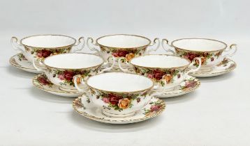 1962 Royal Albert ‘Old Country Roses’ soup bowls and saucers. 12 piece.