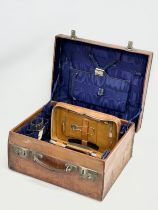 A good quality Victorian leather vanity case. 43x38x19.5cm