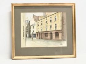 A watercolour drawing by John Sefton. Castle Arcade, Belfast 1921. 28.5x22cm. Frame 40.5x34.5cm