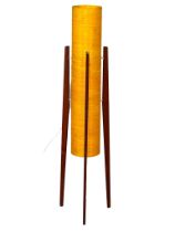 A Mid Century teak ‘Rocket’ lamp with fibreglass shade. 1960. 112.5cm