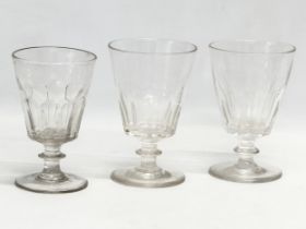 3 mid 19th century slice cut glass rummers. 2 larger late Georgian/early Victorian rummers 9.