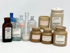 A collection of late 19th/early 20th century Chas Abernethy Pharmacist jars/chemist jars. Belfast.