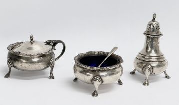 A sterling silver condiment set. 182.27 grams.