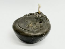 A rare Irish Isu Pots of Dublin oil burner with original wick. 9x11x4cm