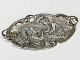 An early 20th century Art Nouveau pewter tray. WMF. 27x17cm