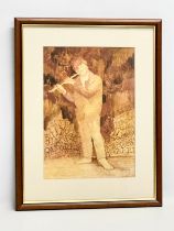 An oil on card by Beatrice Chapleo ARUA USWA. Belfast Flautist. 25x36cm. Frame 40x51.5cm