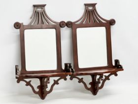 A pair of 19th century style mahogany mirror back wall brackets. 29.5x14x51.5cm