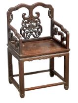 A late 19th century Chinese Emperor Guangxu (1875-1908) heavy rosewood armchair. Circa 1880-1900.