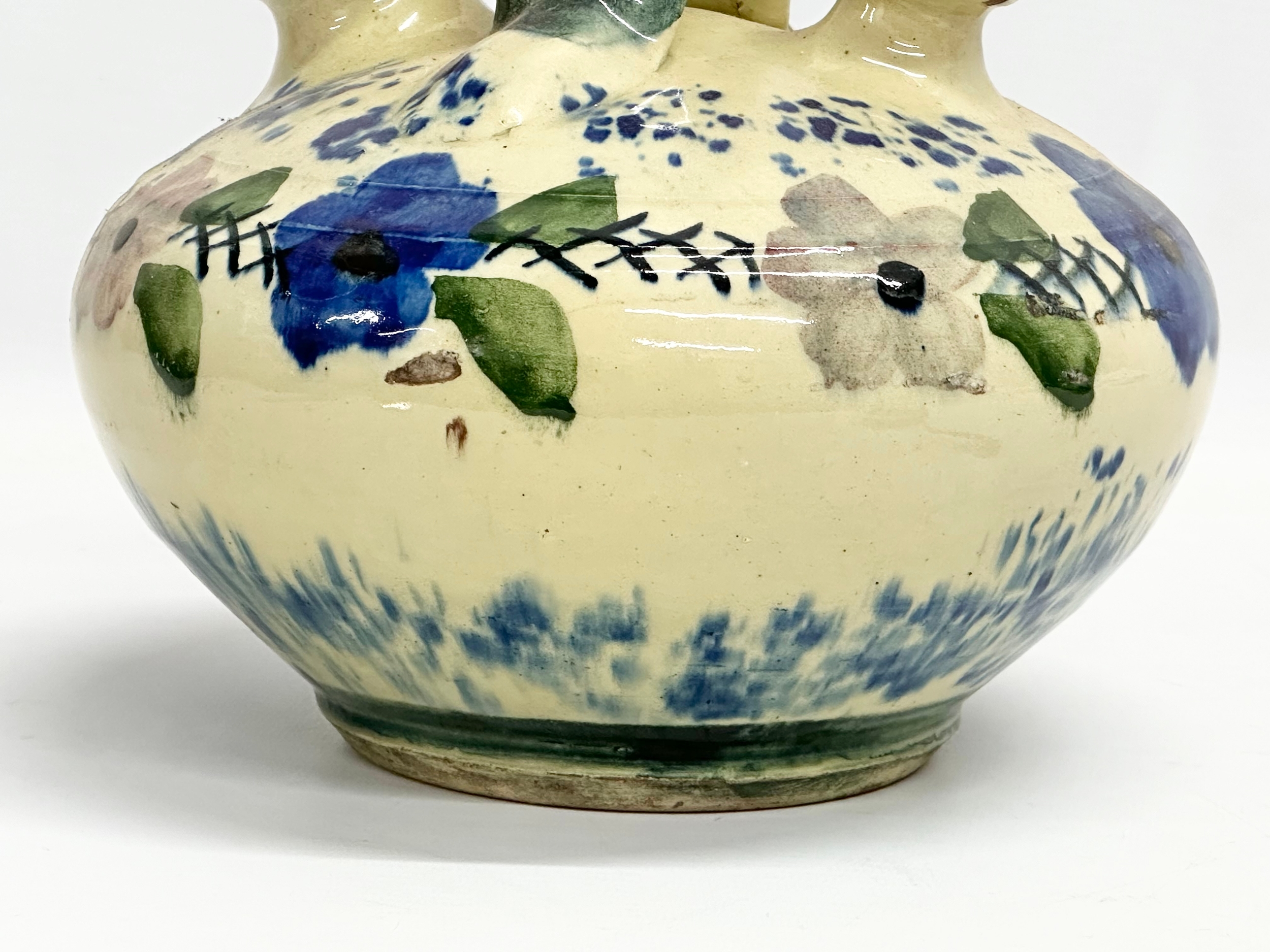 An early 20th century French glazed earthenware Gargoulette jug/wine jug. 20x20x20cm - Image 3 of 4