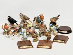 A collection of pottery birds. Goebel x3. Bewick x1 (chipped beak) Royal Osborne x2 and more.