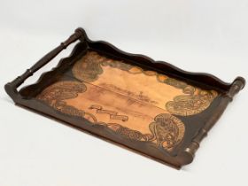 An early 20th century Irish Pokerwork serving tray. Ross Killarney Castle. Dated 1903. 58.5x36cm