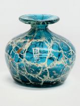 An Art Glass ‘Blue Crizzle’ vase designed by Michael Harris for Mdina Glass, Malta.