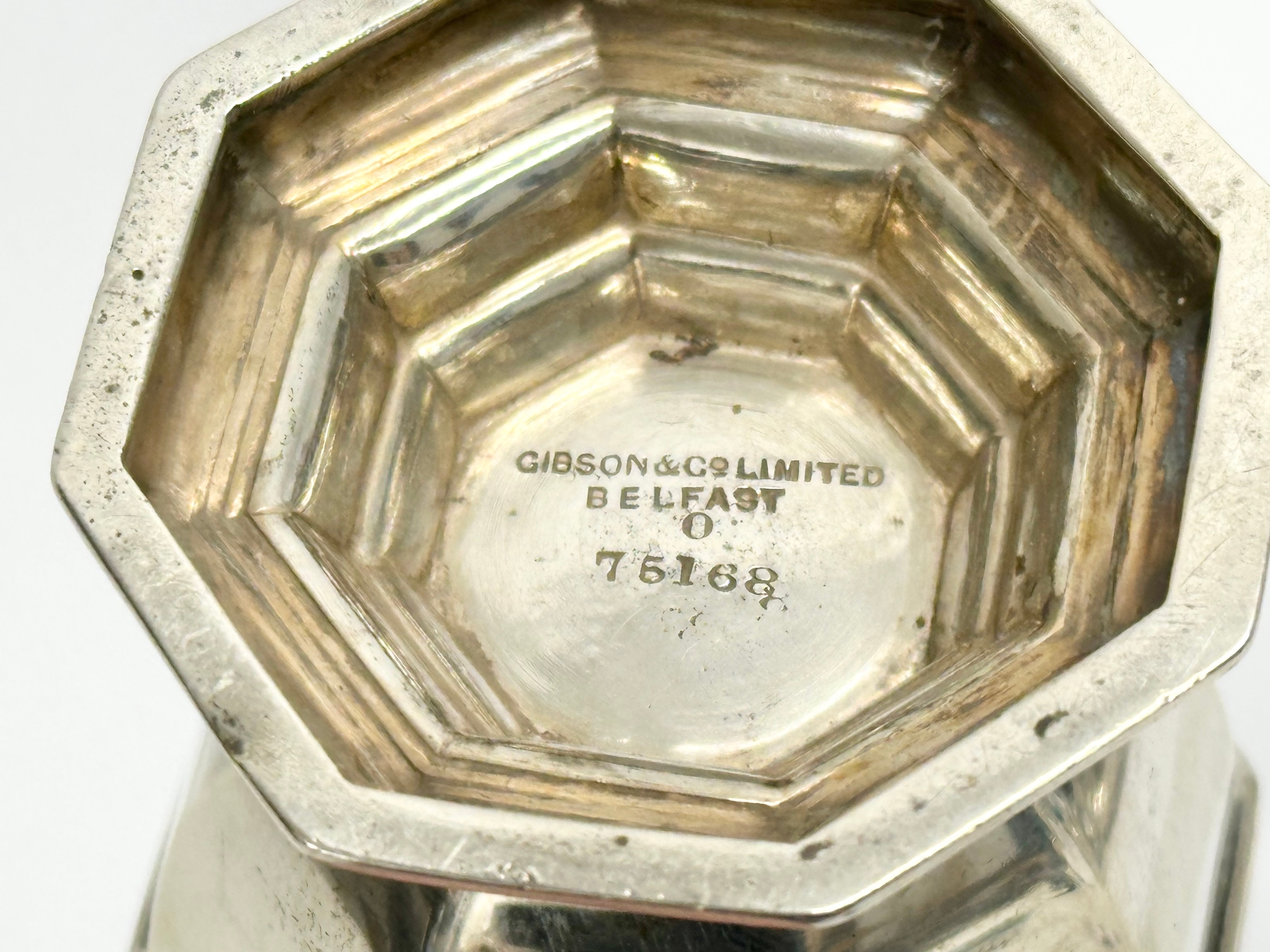 A Gibson & Co, Belfast silver sugar shaker. London 141.75 grams. 17cm - Image 2 of 4