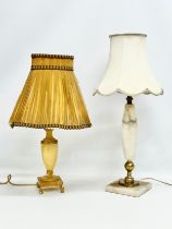 2 vintage onyx and brass table lamps. Largest 57cm