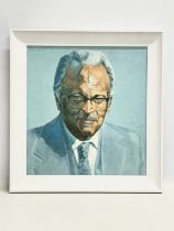 An oil portrait on board by Con Campbell. 34x36cm. Frame 43x45.5cm