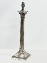 A large good quality early 20th century Walker & Hall silver plated table lamp with Corinthian style