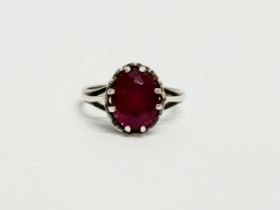 A vintage 1970’s silver and gemstone ring. Size M.