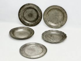 Georgian and Victorian pewter plates. Thomas Chamberlain, Samuel Danforth etc. 24.5cm
